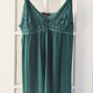 XL Avid Love Lace Trim Forest Green Mini Length Negligee Nightgown